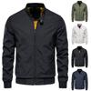 Men's Solid Color Stand Collar Zipper Casual Jacket Men's Fashionable Warm Slim Jacket