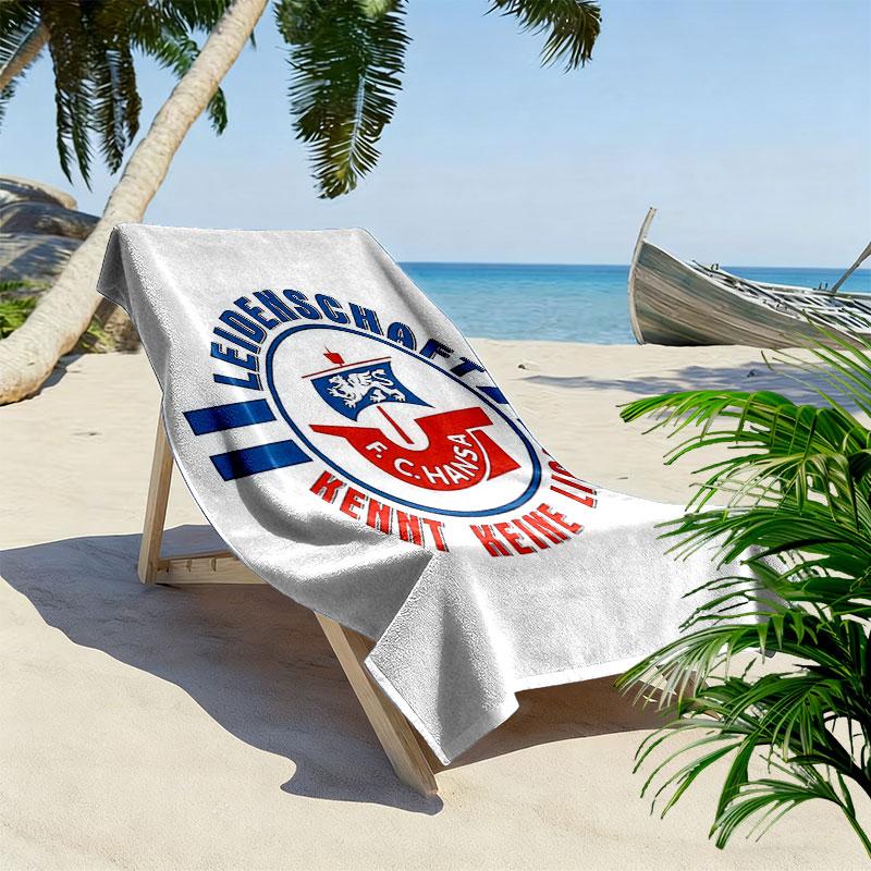 FC Hansa Print Beach Towel, Large Soft Quick Dry Towel for Beach Camping Swimming