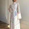 Европейская и американская женская одежда новая мода темперамент сладкие французские рукава-колокол тонкое платье с принтом длинное платье