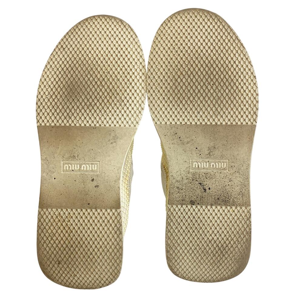 MIUMIU Сетка Bijoux резина Слипоны Слоновая кость резина Женские Б/у