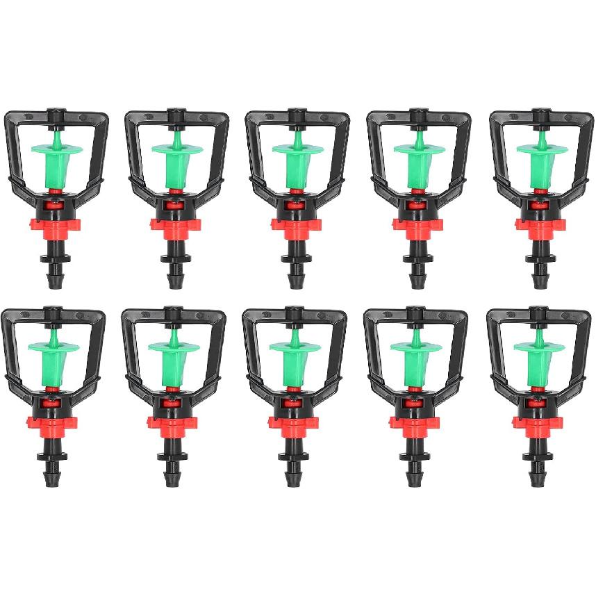 Drip Irrigation Emitters, 10pcs Adjustable 360 Degree Sprinklers with Single Barb Micro Plant Misting Nozzles Sprayer for Greenhouse Garden Patio