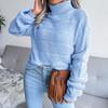 Women Autumn Winter Causal Turtleneck Long Sleeve Cutout Bottom Knit Sweater S-L