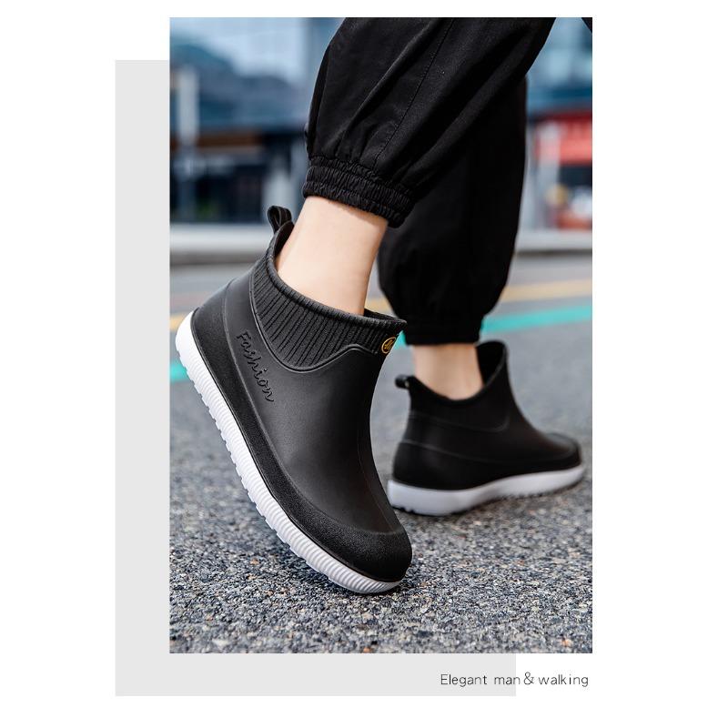 Мужские короткие резиновые сапоги, водонепроницаемые резиновые сапоги, резиновая обувь, кухонная водонепроницаемая обувь, бахилы