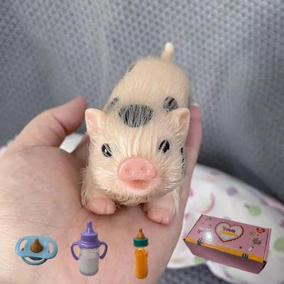 5-дюймовая силиконовая игрушка-кукла-поросенок, мини-мягкая реалистичная силиконовая кукла-поросенок, силиконовый поросенок Реборн с аксессуарами для детского подарка на Рождество