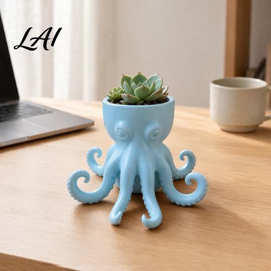 Garden Decoration Planter 3D Printed Octopus Vase Shaped Flowerpot Creative Pot Porch Flowerpot Funny Animal Statue for Indoor Outdoor Plants