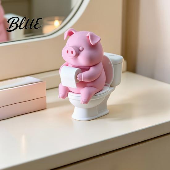 Ударопрочная статуэтка свиньи, 3D-печать, милая, на унитаз, фигурка, забавный декор для ванной комнаты, стола с влагостойкой печатью, юмористическая скульптура для