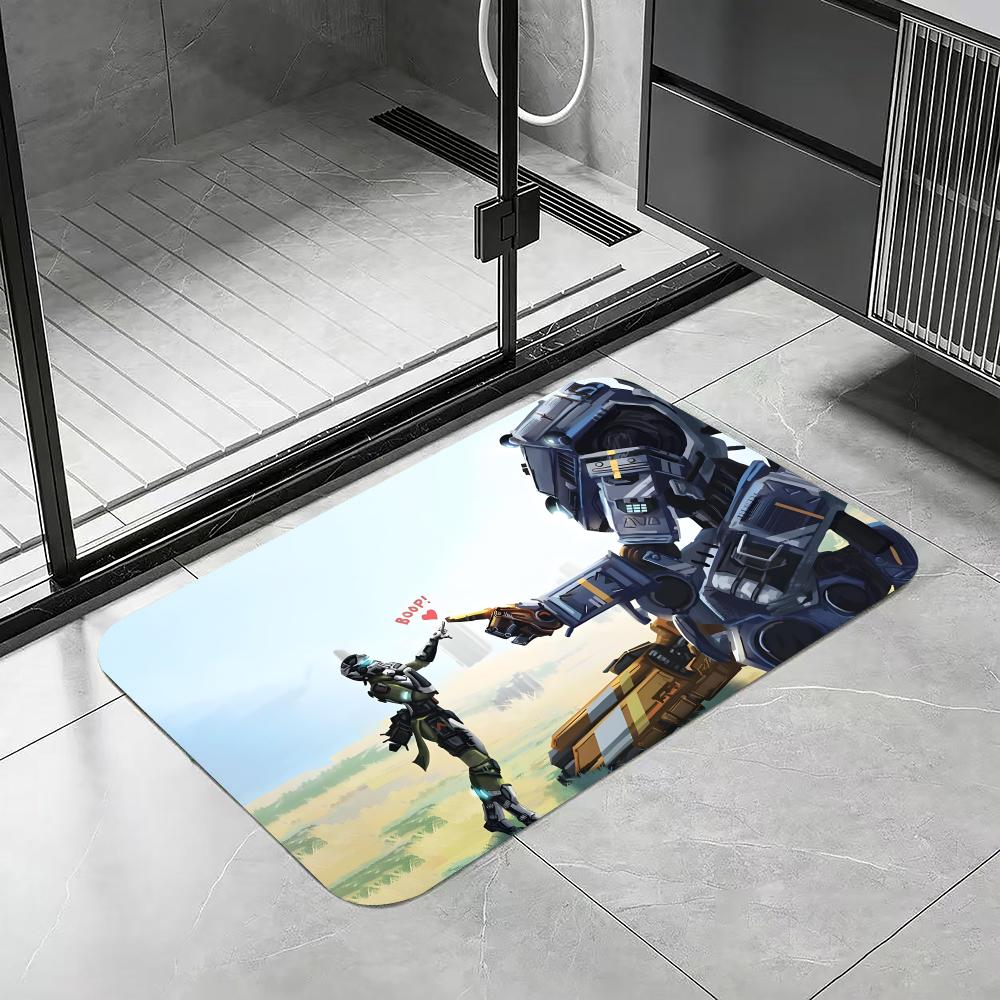 Аниме T-Titanfall II Напольный коврик, Диатомитовый коврик для ванной, Быстросохнущий, Впитывающий, Нескользящий коврик для двери