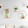 Hexagon Wall Shelf 3 Hanging Shelves, Loft Wall Shelf ShelvesIron & Wood Floating Shelves for Living Room, Bedroom, Kitchen