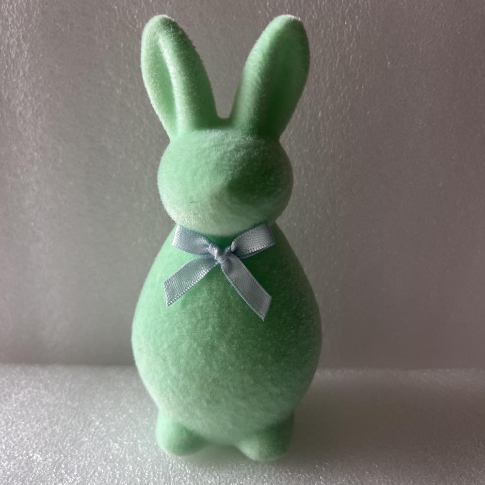 Plush Easter Bunny Statue with Bow Rabbit Gnome Doll Easter Holiday Bunny Sculpture Indoor Table
