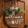 2D Flat 2D Round Welcome Sign Retro Style Hanging Wooden Board New Round Doorplate  Home Decor