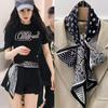 Yang Mi Style Black & White Cashew Silk Scarf: Multi-Use Hairband & Dickey for Women's Professional Shirts