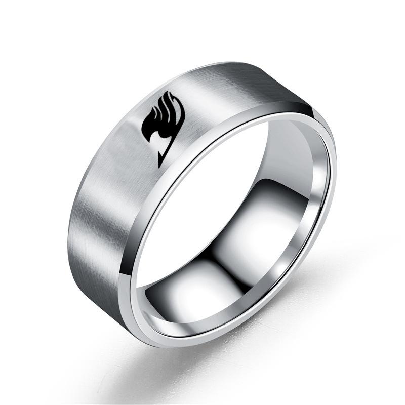 Bxzyrt Japanese Anime Fairy Tail Rings Tattoo Badge Enamel Cartoon Stainless Steel Ring Fashion Cosplay Jewelry for Women Men