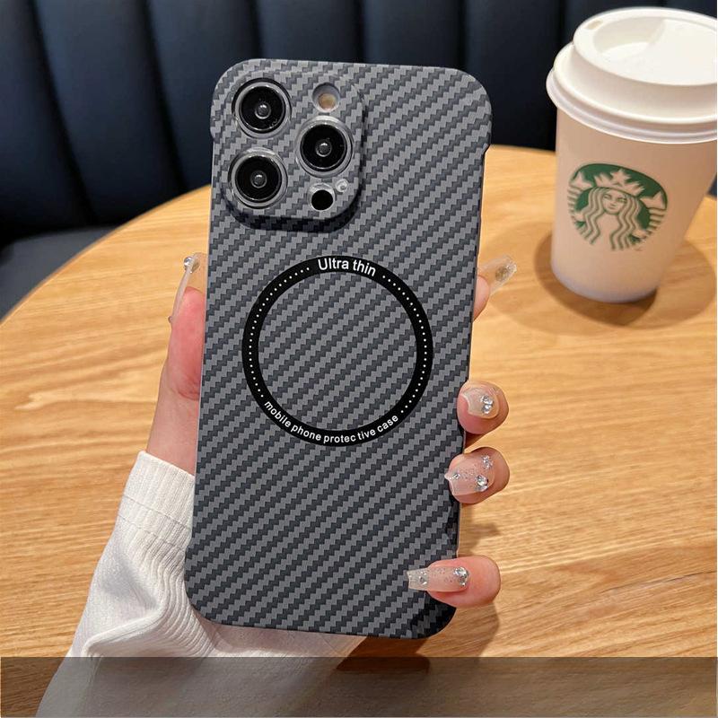 Текстура углеродного волокна подходит для чехлов для телефонов Apple 14promax, противоударные 12 безрамочные магнитные защитные чехлы для iPhone13