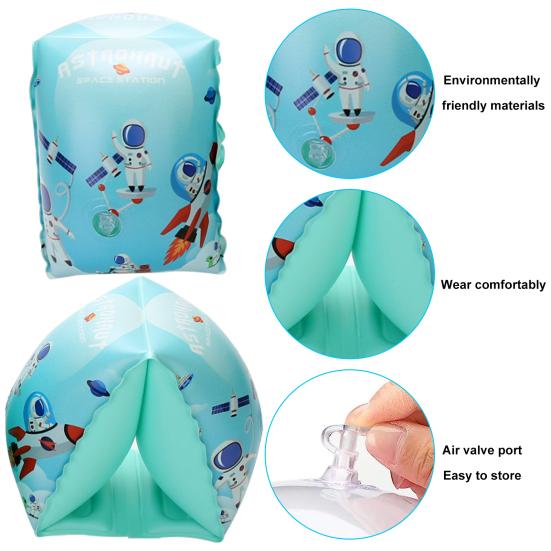 1 Pair Toddler Swim Arm Floaties Bright Color Comfortable Fit Cartoon Print Inflatable