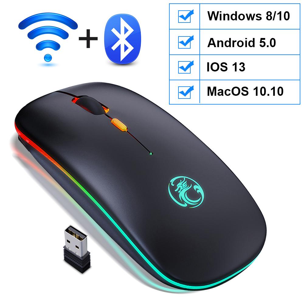 Wireless Mouse Bluetooth Mouse Wireless Computer Mouse Rgb Rechargeable Ergonomic Led Backlit Mause Silent Mice For Laptop Pc