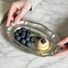 Wavy Edge Stainless Steel Cake Tray Retro Style Jewelry Storage Organizer  Breakfast Presentation