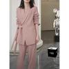 Модный и стройнящий пиджак на весну и осень, повседневный широкий костюм из двух предметов для женщин