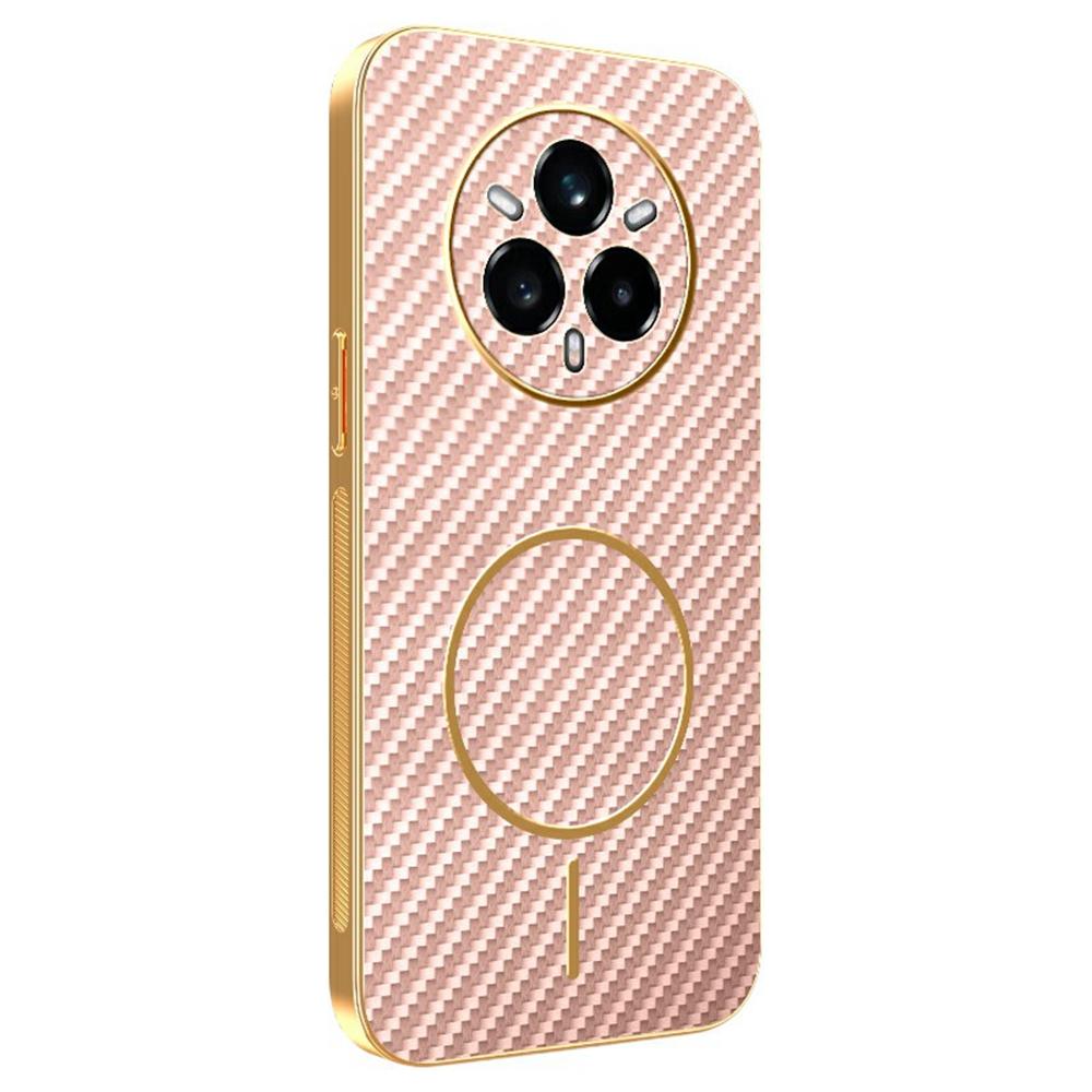 For Realme 14 Pro+ 5G Phone Case Carbon Fiber Textured Electroplated TPU Back Cover
