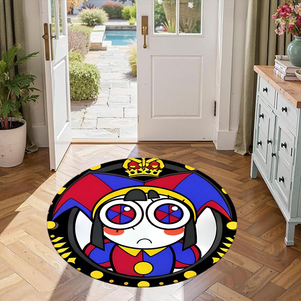 Pomni Round Floor Rug Design for Living Rooms Dormitory Dining Room Hallway Anti-slip Round Rug Office home decor Gift for Festivals
