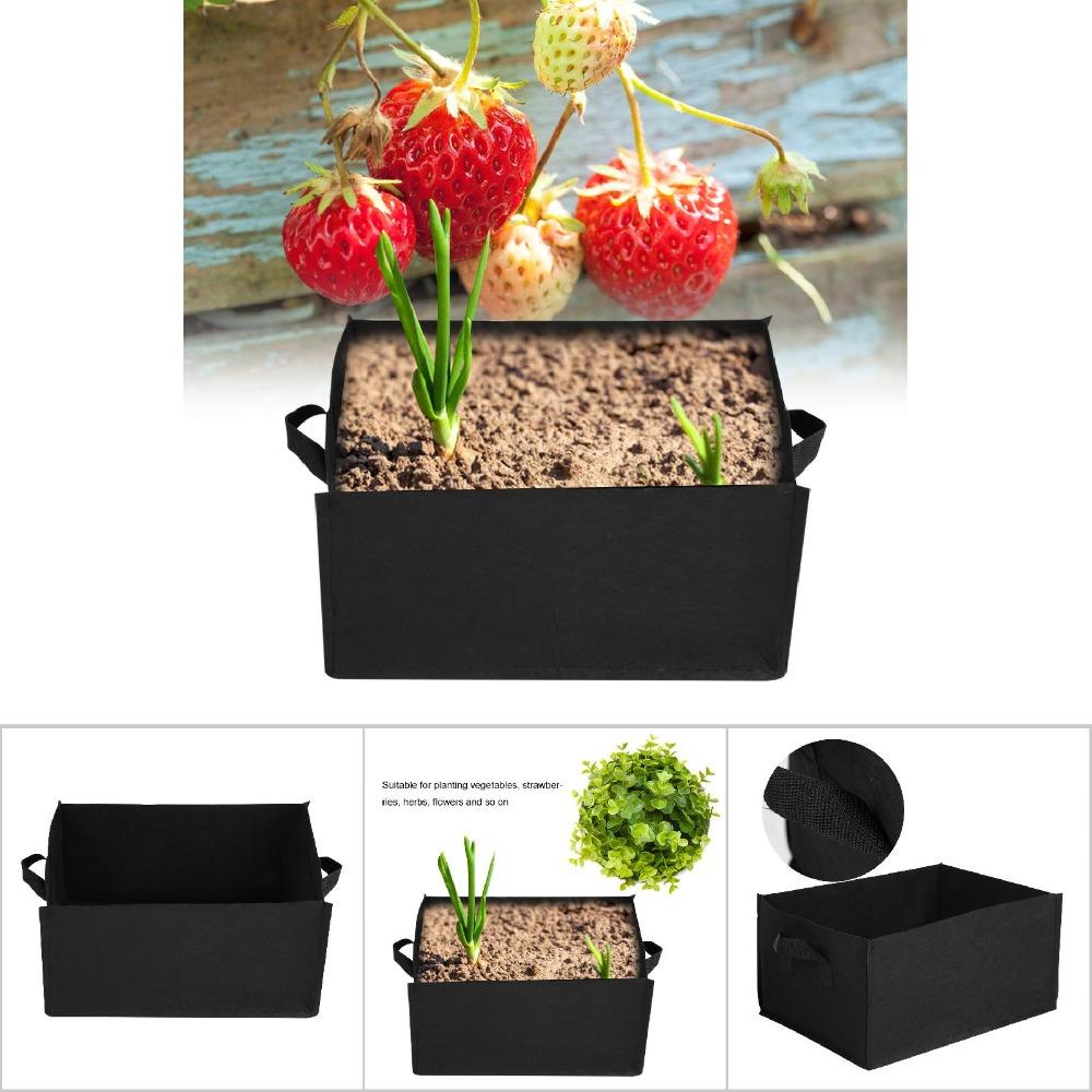 4PCS with Handles Planting Bag Planter Square Vegetable Grow Bag Indoor Outdoor Use