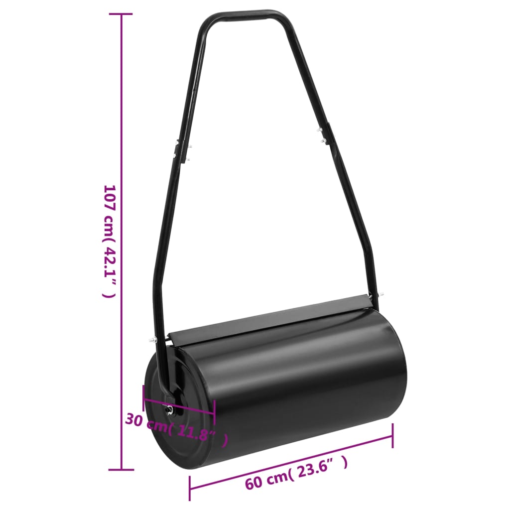 Lawn Roller with Handle Black 42 L Iron and Steel