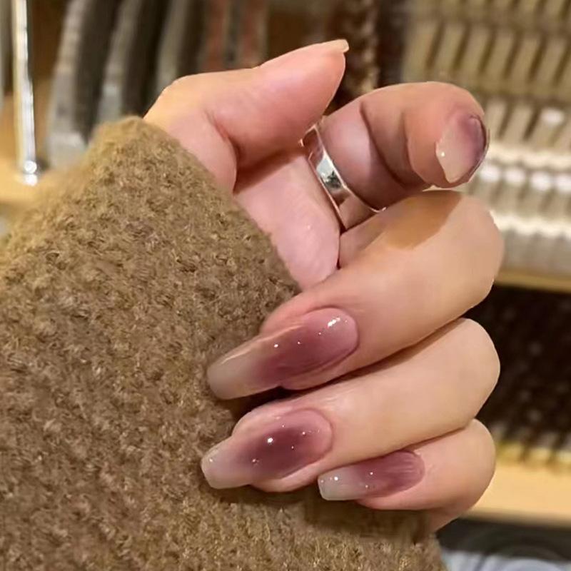 24 шт. Сухие розовые румяна Smudge Ballet Nail Pure Desire Simple Ins Style Nail Art Tablets False Nails