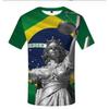 Brazil Flag Print Short Sleeve T-Shirt, Men's Fashion Casual Tee