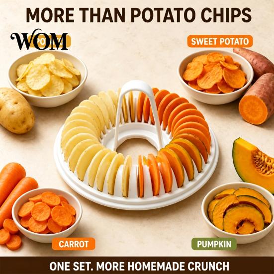 Home Kitchen Accessory Microwave Potato Chip Maker, Stainless Steel Slicer DIY Crispy Snack Safe Rack Cooker, Healthy Oil Free Homemade Chips Tool for