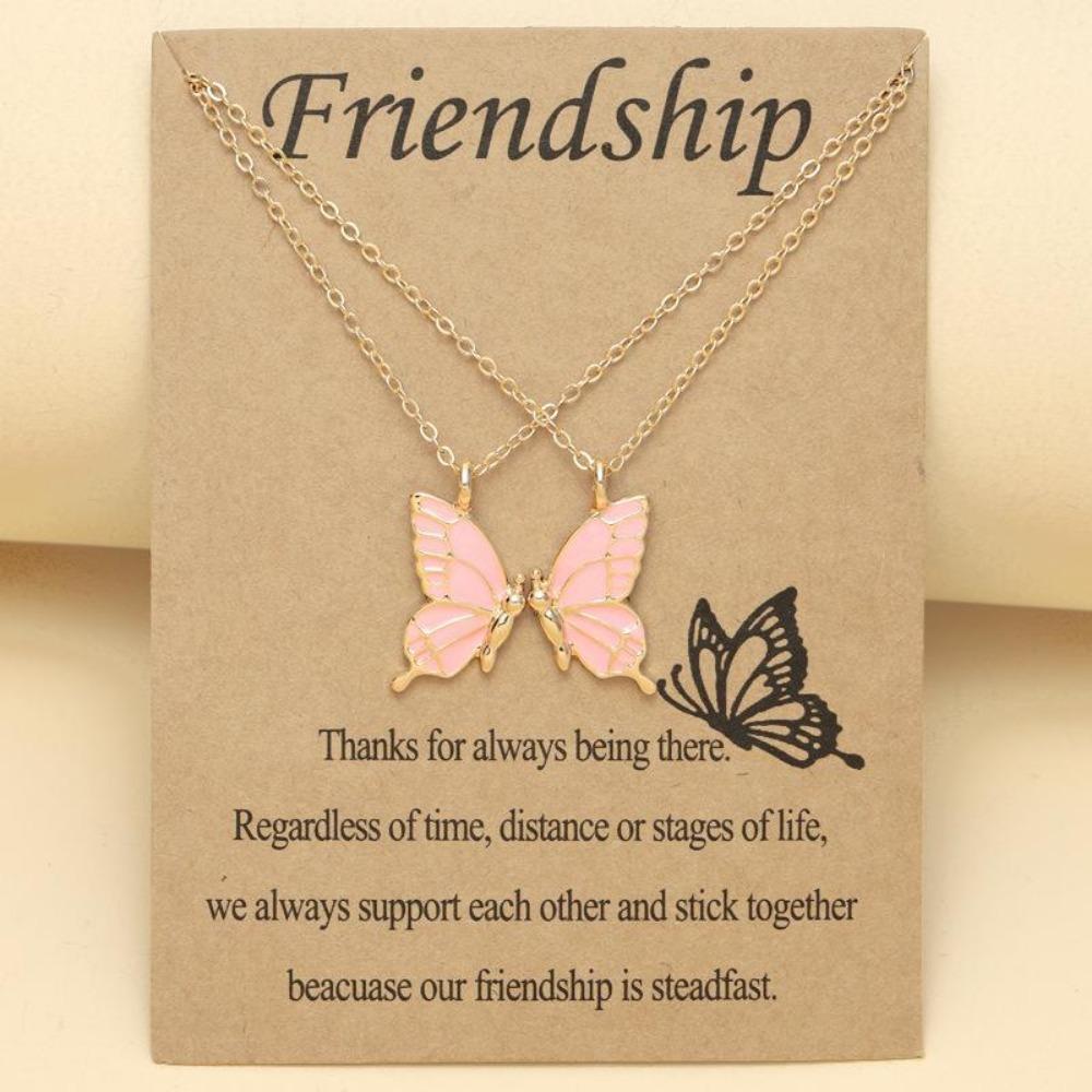 Butterfly Clavicle Chain Necklace Ladies Exquisite Double Layer Clavicle Chain Necklace Jewelry Friendship Card for Friend Ladies Gift
