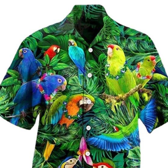 Модная Гавайская рубашка с отложным воротником, универсальная тонкая мужская повседневная одежда с тропическими листьями и принтом, праздничная повседневная одежда