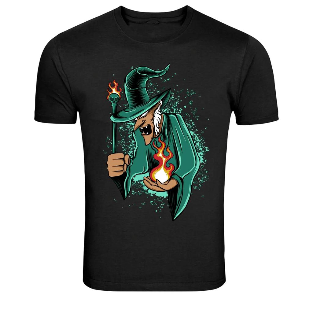 Dark Wizard With Fire Magic Graphic T-Shirt