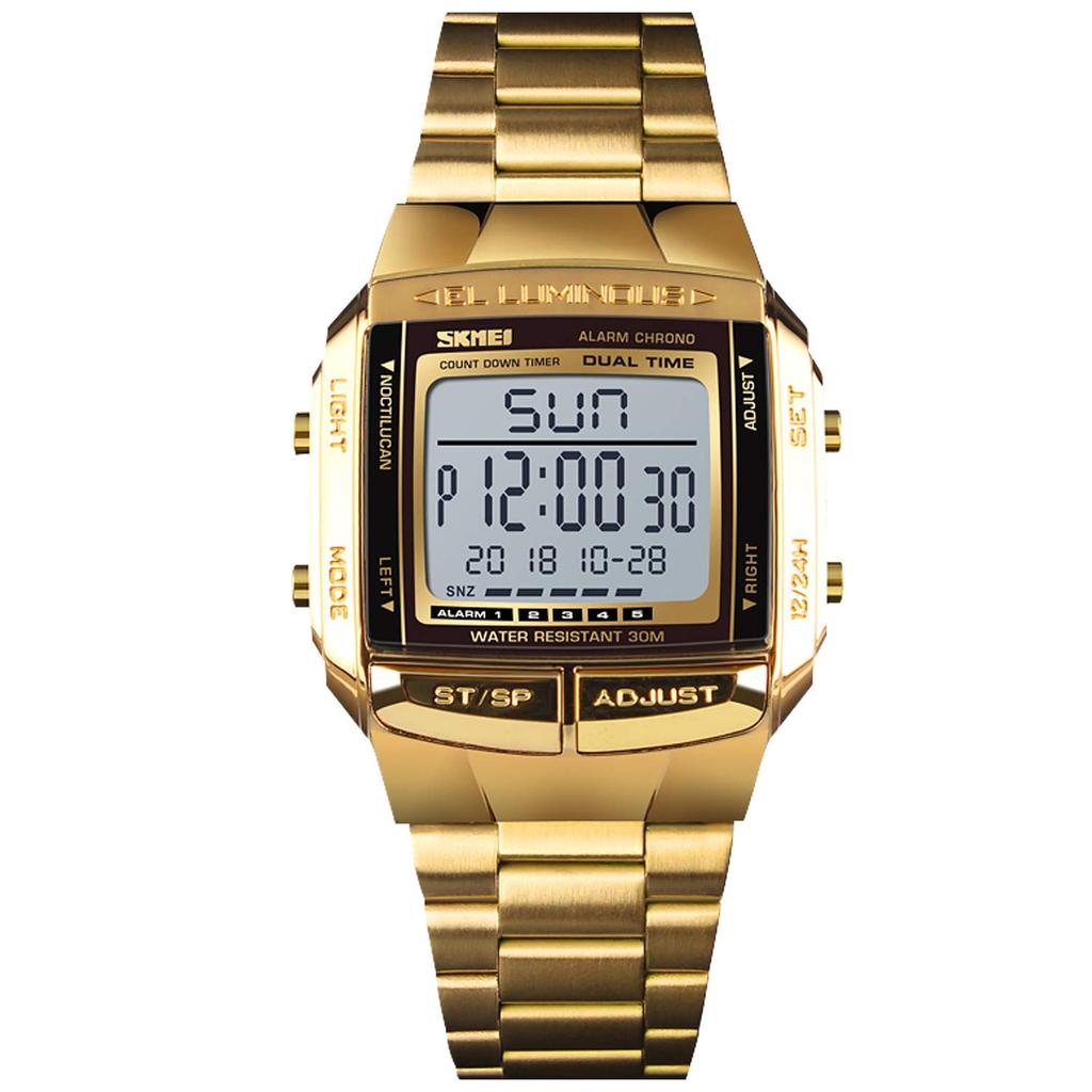 RORIOS Digital Electronic Watch Date Luminous Waterproof Stylish Retro Watch Business Watch Simple Casual Sports Popular Commuting Watch for Men Gold