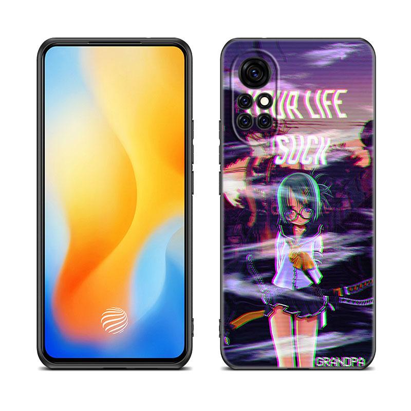 Мягкий чехол Vaporwave Glitch Anime для Huawei NOVA 8 9 Pro 8i 7i 7SE Y60 5T Mate 40 30 20 10 Lite Honor 50 30 Premium Pro Plus 30S