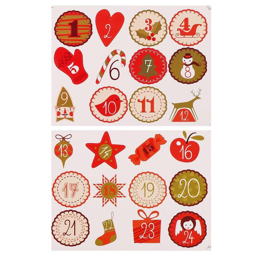 Biscuit Candy Self Adhesive Advent Calendar Number Christmas Label Paper Sticker Packaging Labels