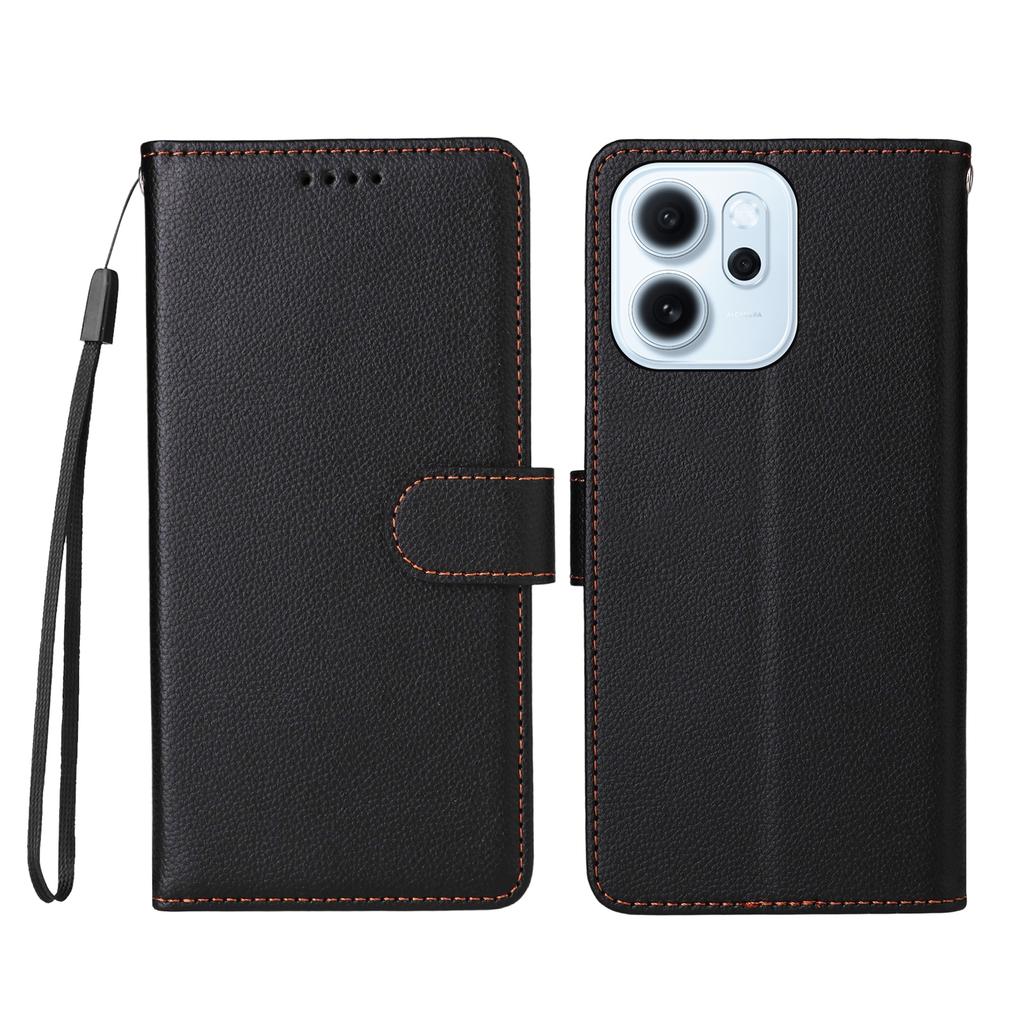 For Oppo Reno15 F 5G Case RFID Blocking 3 Card Slots PU Leather Phone Cover with Wrist Strap