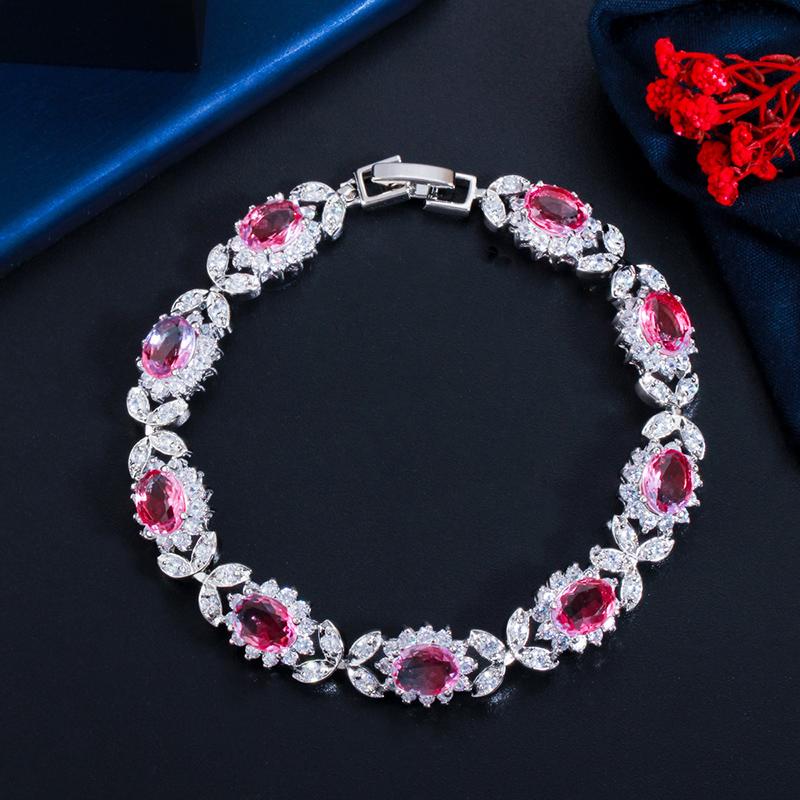 Женский теннисный браслет WWJ Rainbow Mystical с кубическим цирконием и листьями