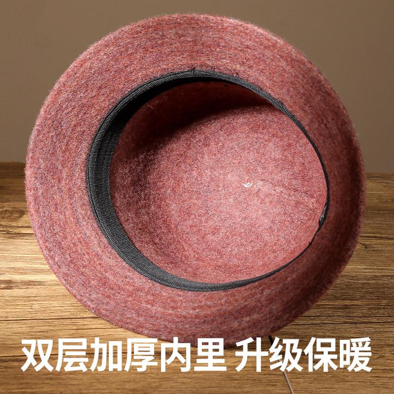 Hat Female Middle-aged Old Autumn and Winter Fashion Wool Basin Hat Old Lady Autumn Elegant Mother Hat Warm Bucket Hat