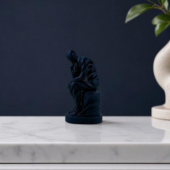 Орнамент "Мыслитель", 3D-печатная матово-белая скульптура, Скульптура для гостиной, Декор для рабочего стола, книжной полки