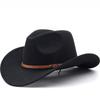 Western Cowboy Felt Hat with Ethnic Tibetan Style and Upturned Brim for Men and Women