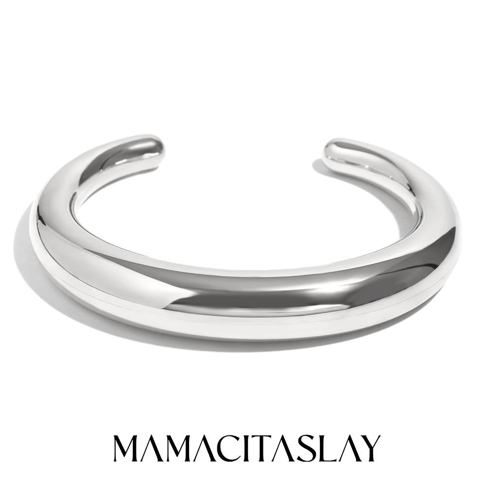 MamacitaSlay Классический Открытый Браслет из Нержавеющей Стали с Покрытием 18K Золотом для Женщин Ретро Водонепроницаемое Наручное Украшение Подарок
