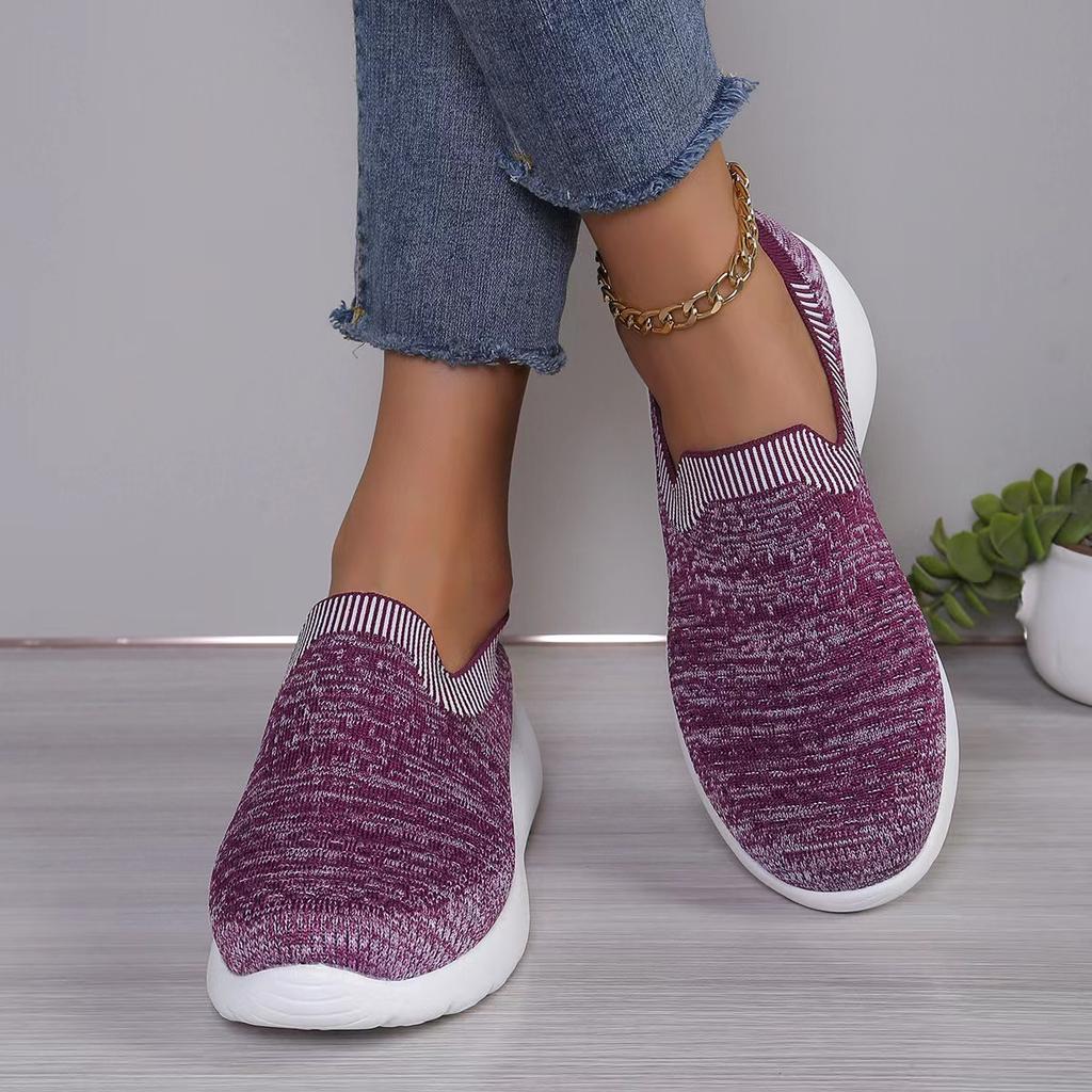 Fashion Shoes Woman 2024 Trend Sneakers Breathable Knit Slip-on Thick Bottom Comfor Light Sport Shoe Zapatillas Deportivas Para Mujeres
