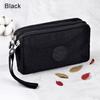 Solid Color Coin Purse Women Handbag Small Wallet Wrinkle Fabric Phone Purse Three Zippers Portable Make Up Bag