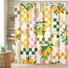 Lemon Shower Curtain, Yellow and Green Fruits Shower Curtain for Bathroom Waterproof Fabric Summer Shower Curtain Set with Hooks, 72x72 Inch