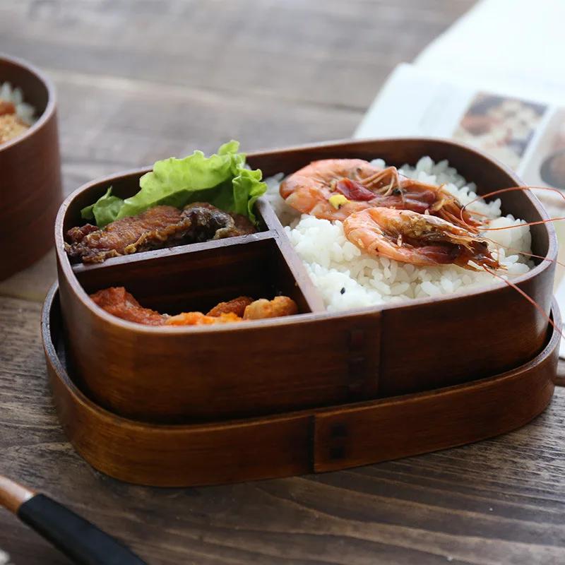 Японский стиль Деревянная коробка для бенто Однослойный Ash Bento Sushi Деревянная коробка для ланча Деревянная посуда
