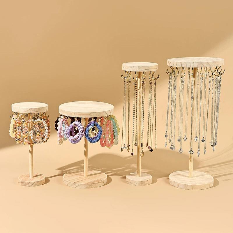 Necklace Holder Organizer Jewelry Tree Stand With 12/18 Metal Hooks Wooden Necklace Display Tower For Home Or Show Selling Use