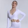 Одежда для йоги Bubble Top Cross Fitness Sexy Crop Solid Color Yoga Long Sleeve Woman