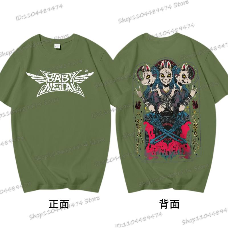 Хип-хоп группа Babymetal Футболки Мужские Харадзюку Хип-хоп Топы с круглым вырезом Футболки Японский стиль Babymetal Y2K Унисекс Хлопок Уличная одежда