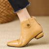 Fashion Booties Autumn New Pointed Toe Rear Zipper Metal Buckle Soft Sole Anti-Slip Wear-Resistant Single Boots
