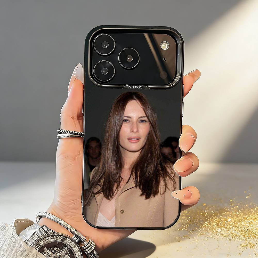 Fashion Model Melania First Lady Phone Case For iPhone17,16,15,14,13,12,11,Pro,MAX Gray Matte Silicone Black Cover