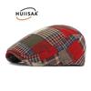 Vintage plaid splicing forward hat men's British newsboy hat plaid patchwork beret women's casual cap tide